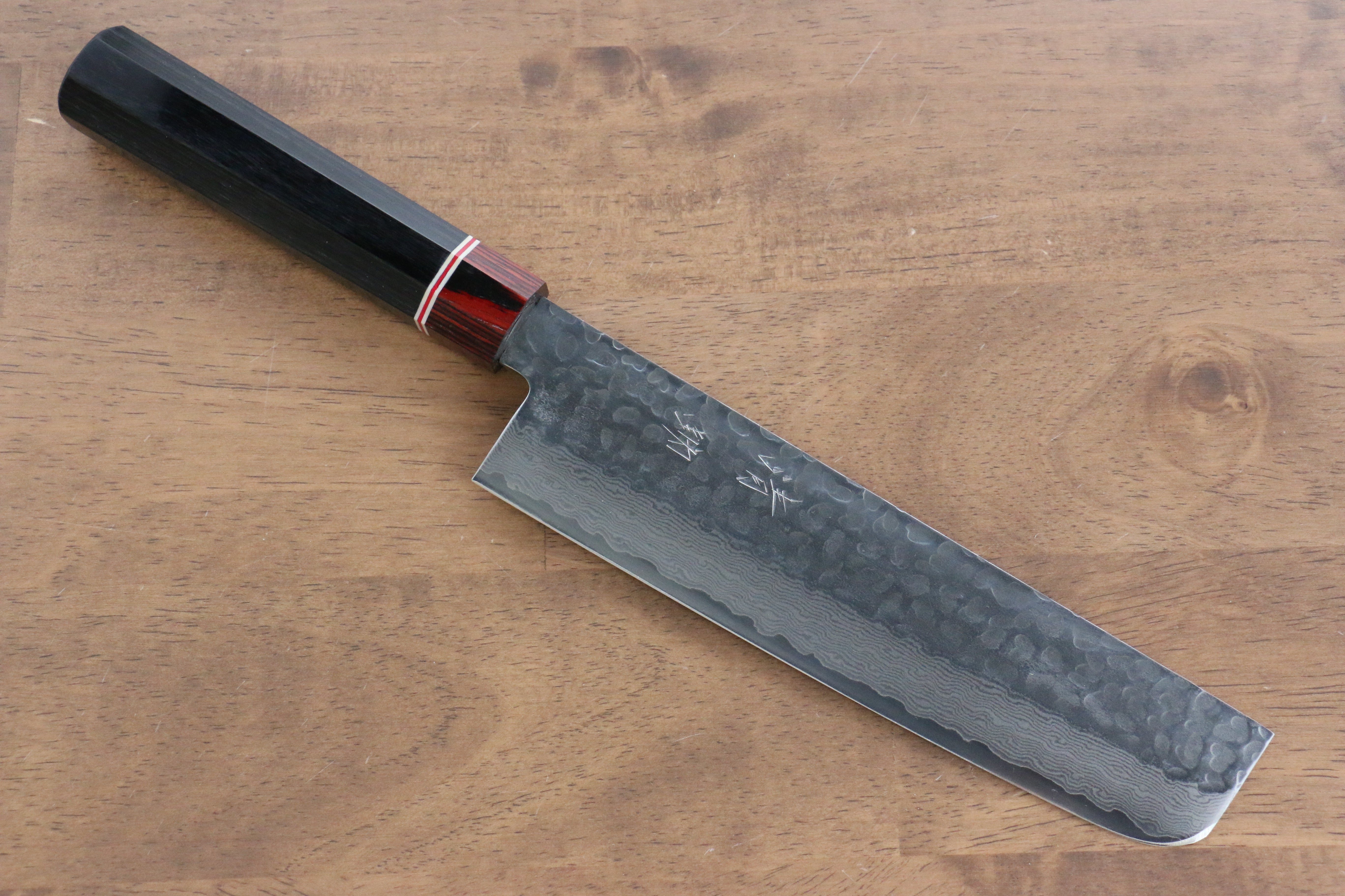 Seisuke VG10 Damascus Nakiri 180mm Black Pakka wood Handle - Japanny - Best Japanese Knife
