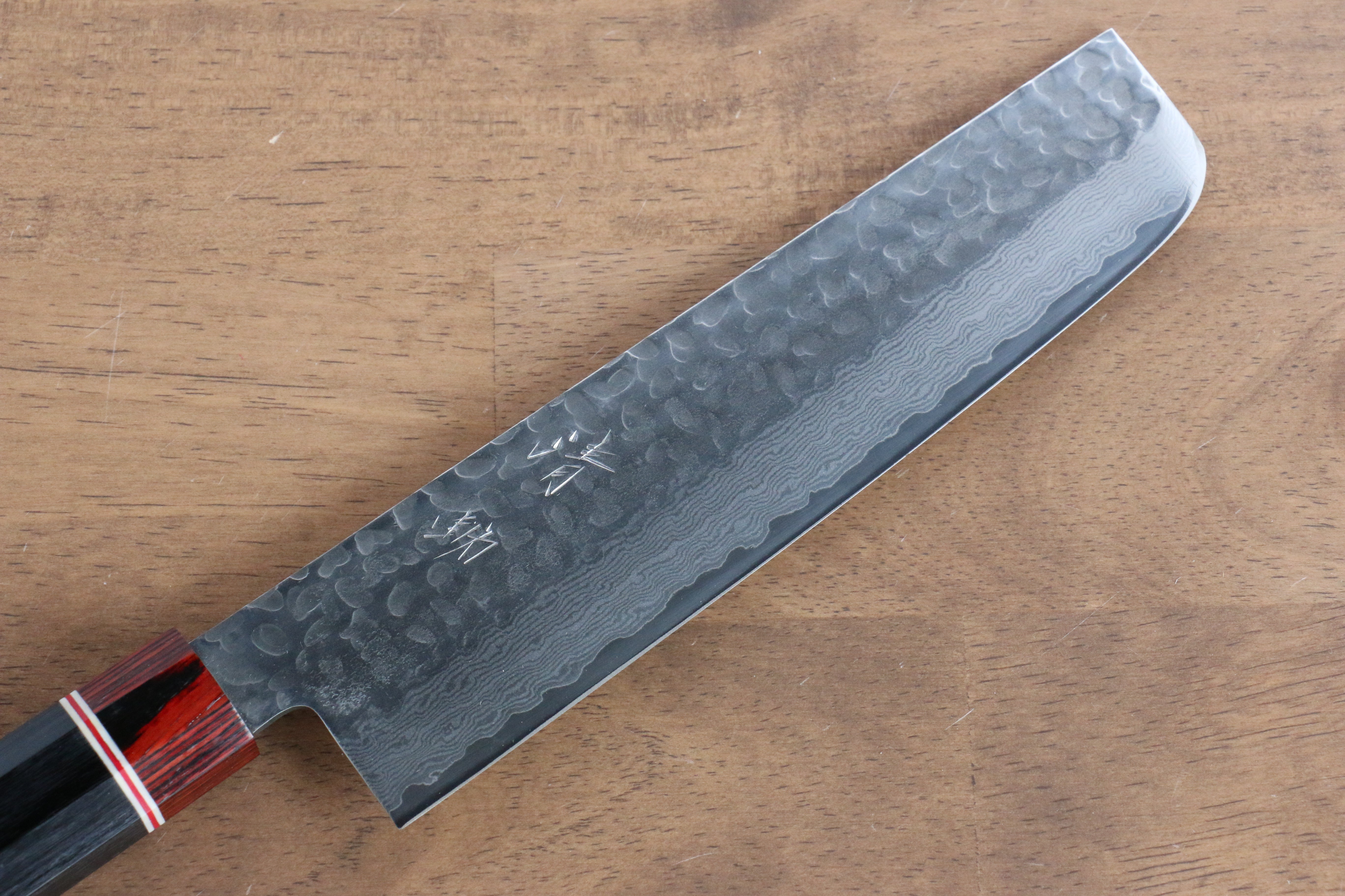 Seisuke VG10 Damascus Nakiri 180mm Black Pakka wood Handle - Japanny - Best Japanese Knife