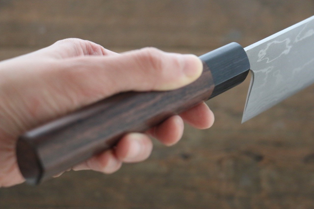 Shungo Ogata White Steel No.2 Damascus Migaki Finished Gyuto 240mm Shitan Handle - Japanny - Best Japanese Knife