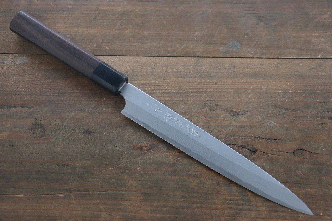 Hideo Kitaoka White Steel No.2 Damascus Yanagiba 210mm Shitan Handle - Japanny - Best Japanese Knife