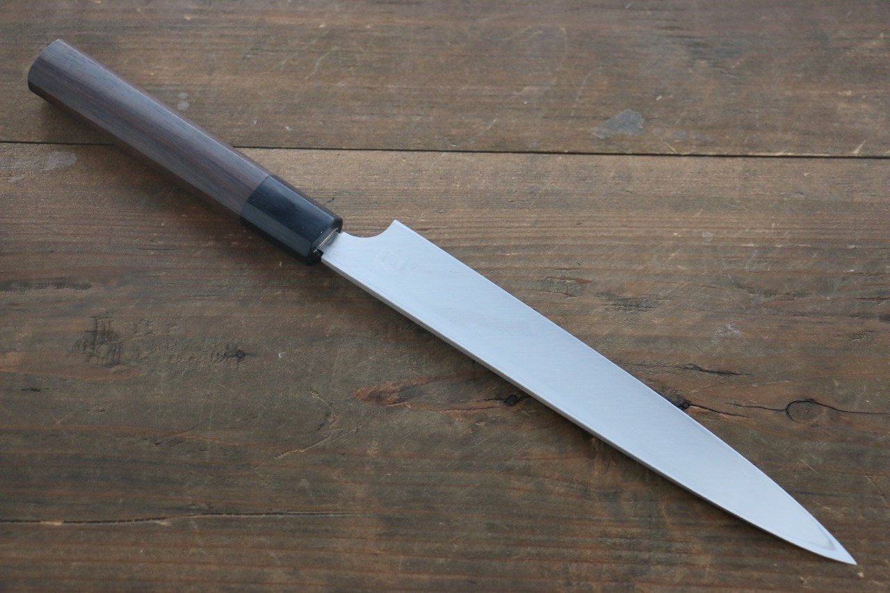 Hideo Kitaoka White Steel No.2 Damascus Yanagiba 210mm Shitan Handle - Japanny - Best Japanese Knife