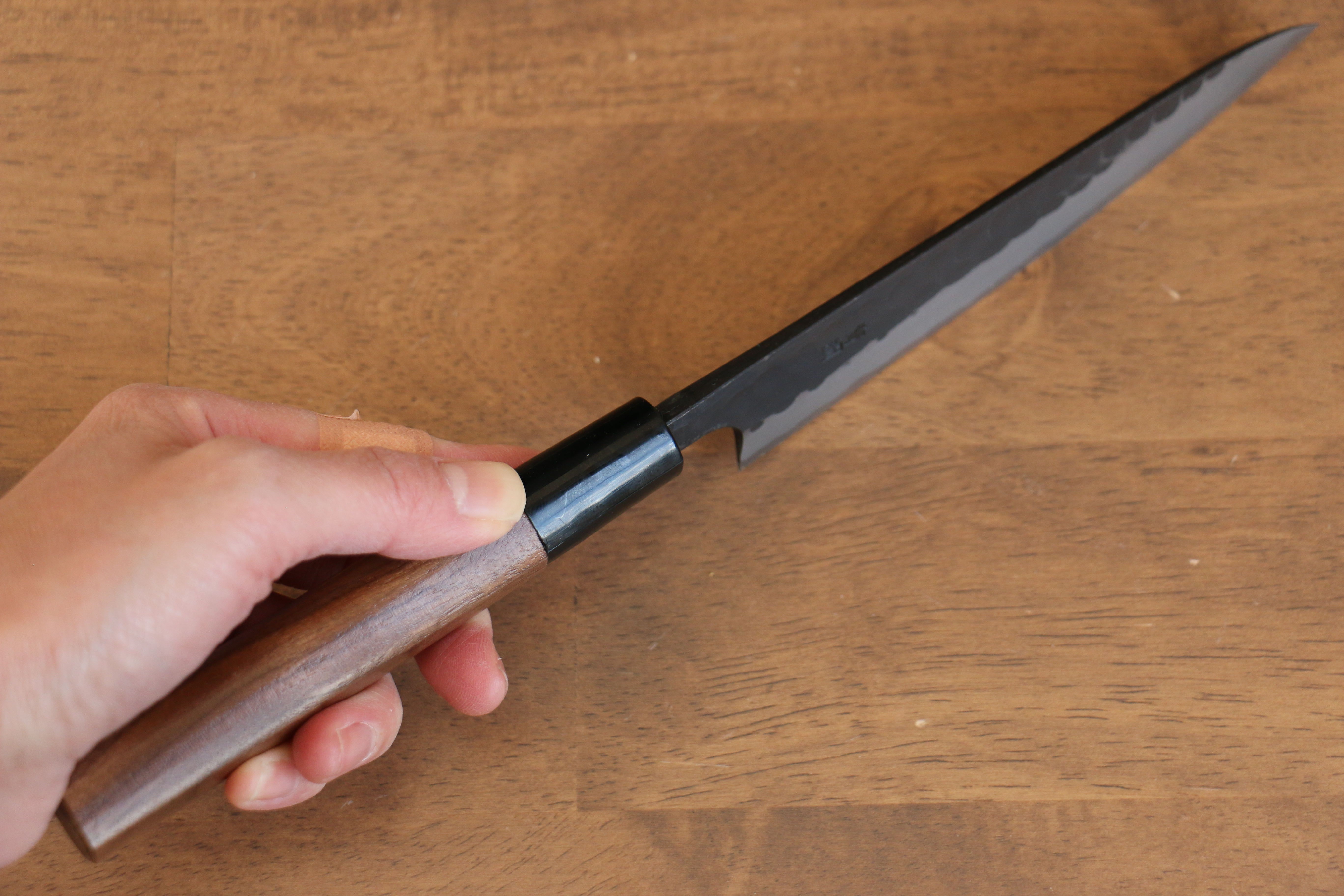 Nao Yamamoto Blue Steel Kurouchi Hammered(Maru) Petty-Utility 140mm Walnut Handle - Japanny - Best Japanese Knife