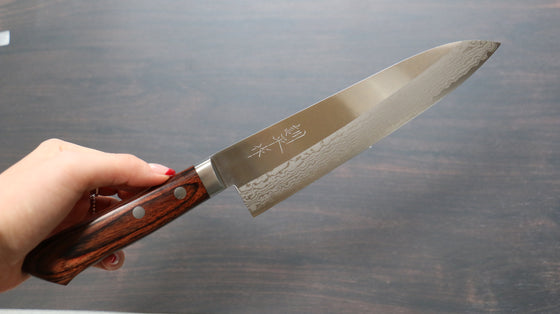 Kunihira Sairyu VG10 Migaki Finished Damascus Gyuto 180mm Mahogany Handle - Japanny - Best Japanese Knife