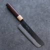 Seisuke Shitan Blue Super Hammered Kurouchi Nakiri 165mm Shitan Handle - Japanny - Best Japanese Knife