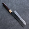 Seisuke Shitan Blue Super Hammered Kurouchi Nakiri 165mm Shitan Handle - Japanny - Best Japanese Knife