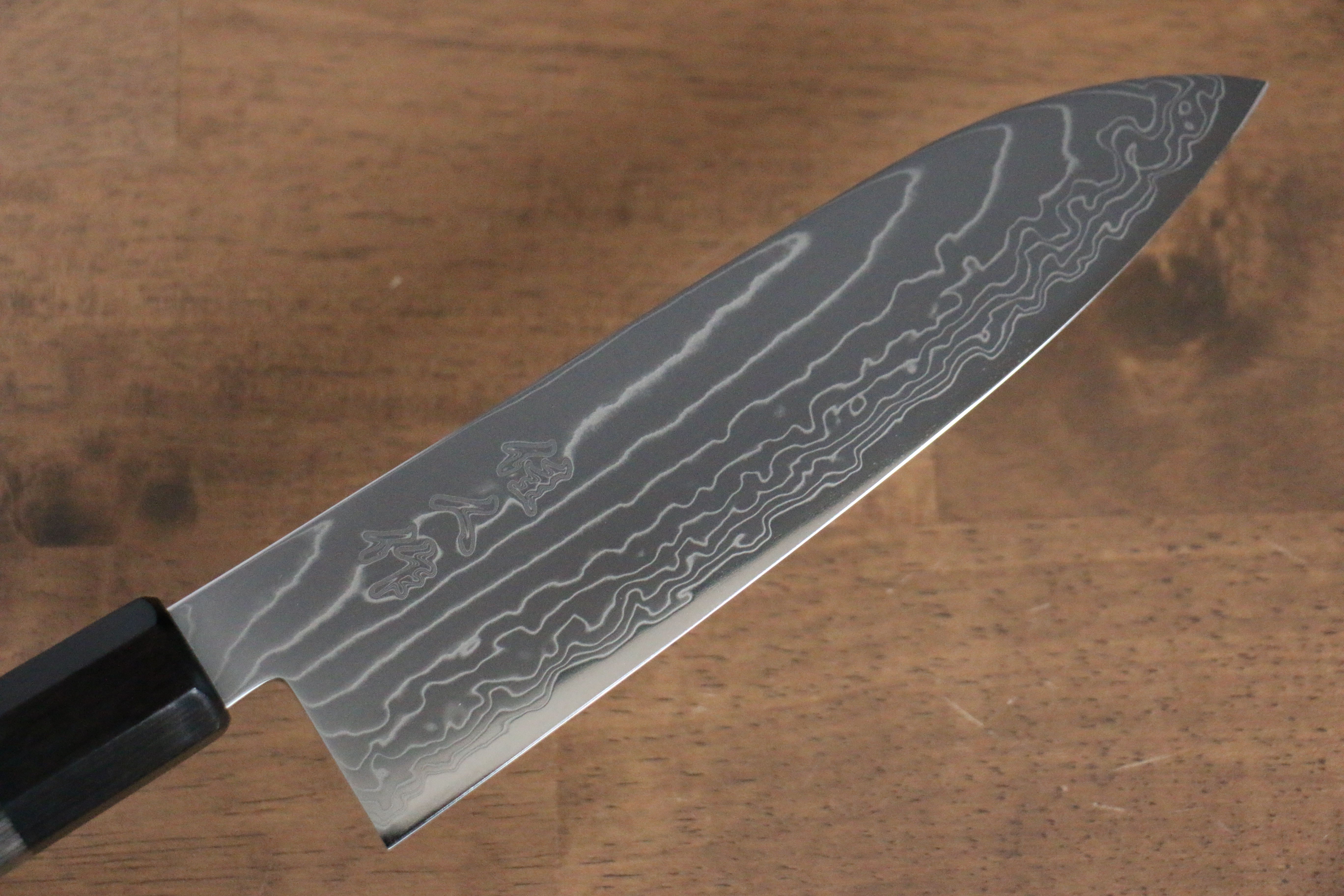 Kajin Cobalt Special Steel Damascus Santoku 180mm Gray Pakka wood Handle - Japanny - Best Japanese Knife