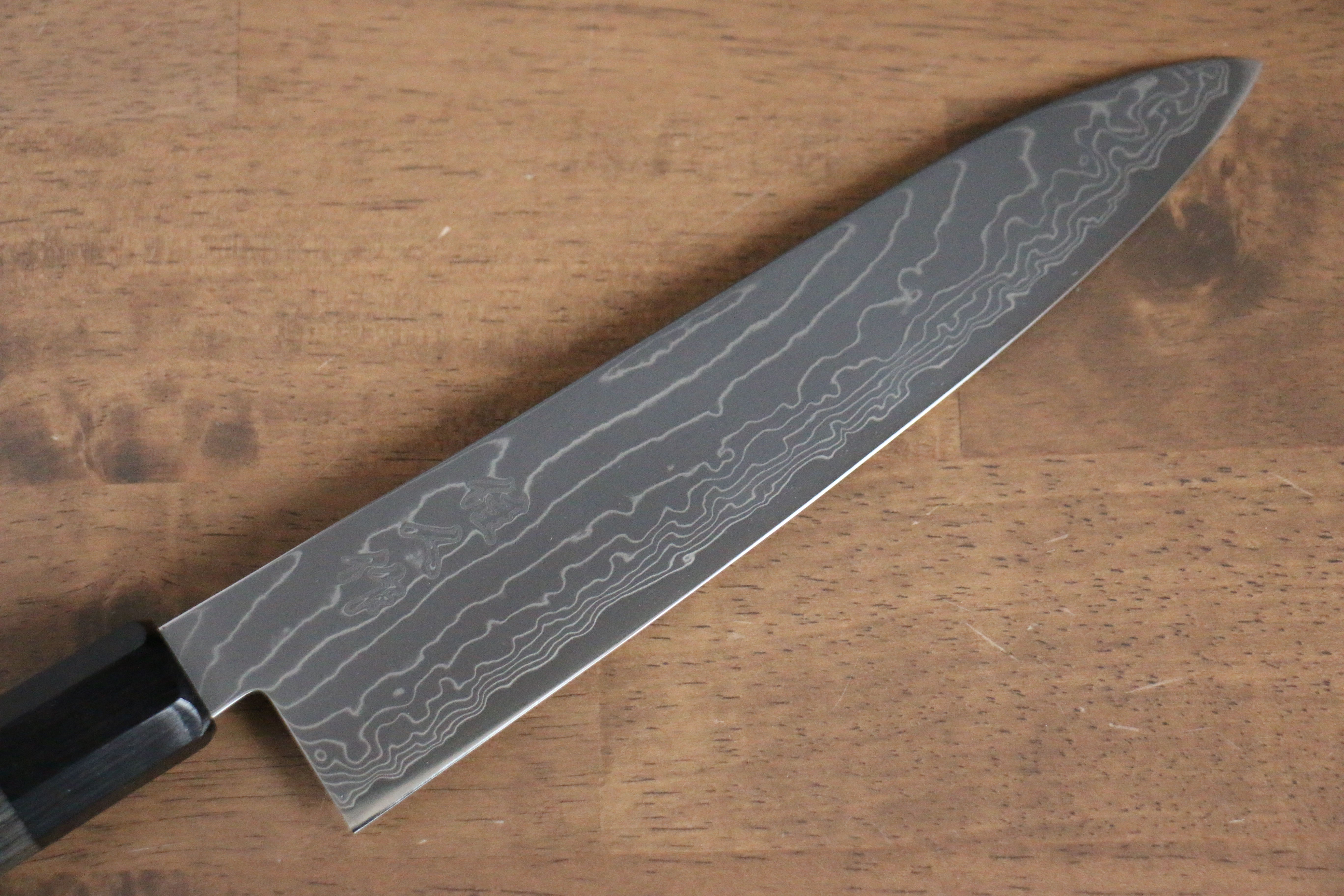 Kajin Cobalt Special Steel Damascus Gyuto 210mm Gray Pakka wood Handle - Japanny - Best Japanese Knife