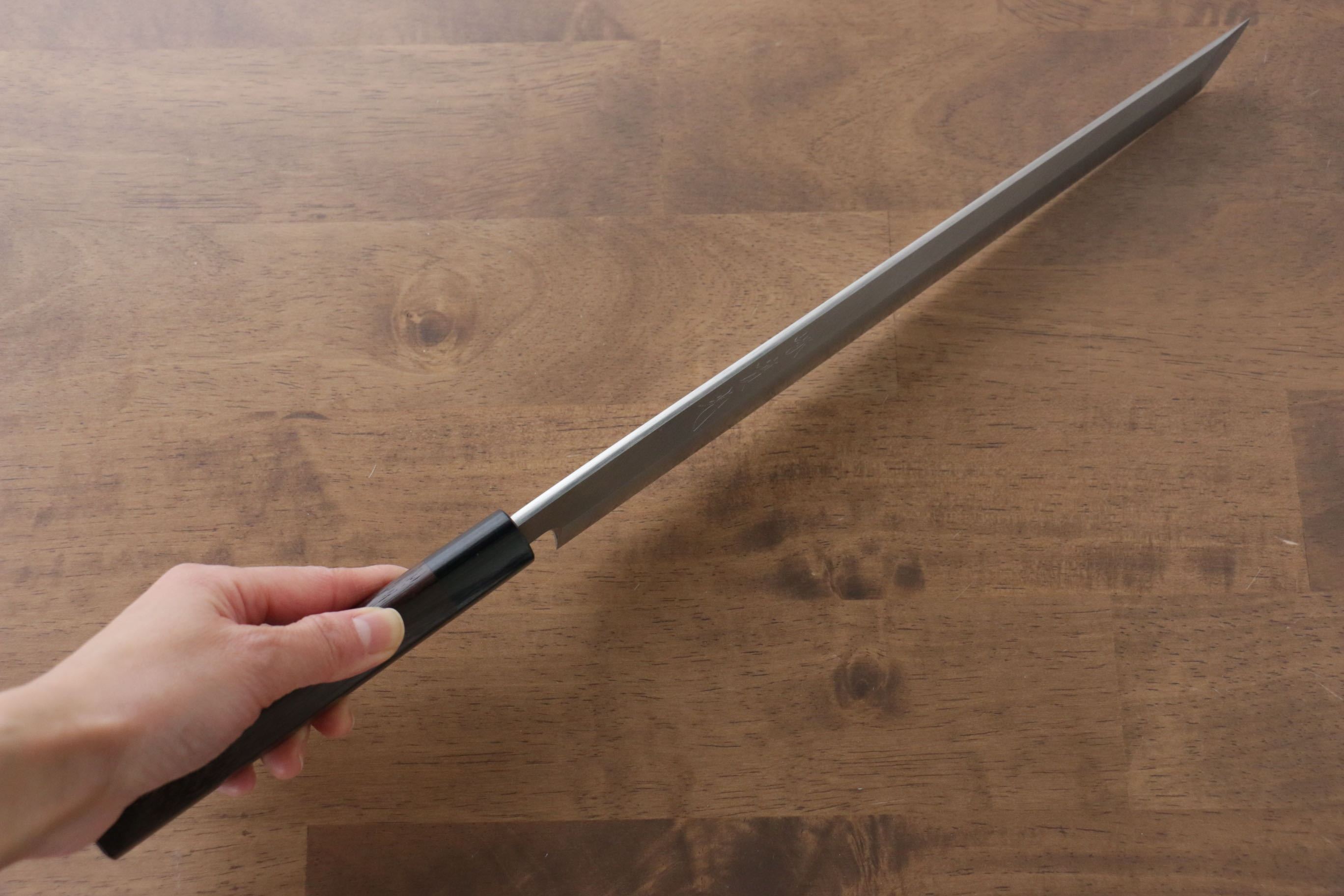 Jikko Silver Steel No.3 Sakimaru Yanagiba  300mm Shitan Handle - Japanny - Best Japanese Knife