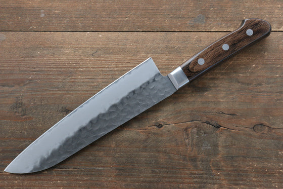 Seisuke AUS8 Hammered Santoku 180mm with Brown Pakka wood Handle - Japanny - Best Japanese Knife