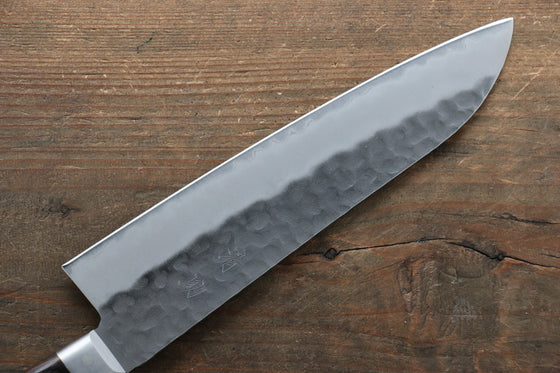 Seisuke AUS8 Hammered Santoku 180mm with Brown Pakka wood Handle - Japanny - Best Japanese Knife