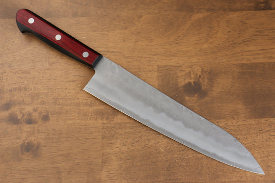 Seisuke Ringo Silver Steel No.3 Nashiji Gyuto 210mm Red Pakka wood Handle - Japanny - Best Japanese Knife