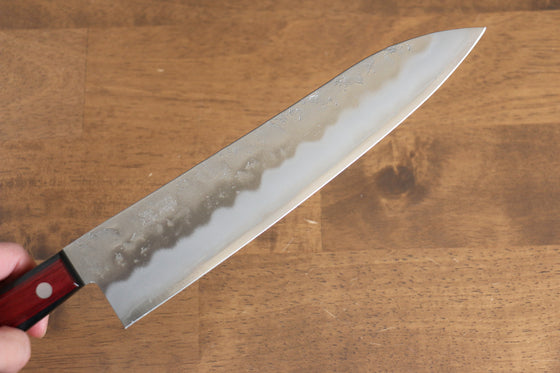 Seisuke Ringo Silver Steel No.3 Nashiji Gyuto 210mm Red Pakka wood Handle - Japanny - Best Japanese Knife