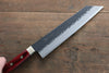 Seisuke Kurobeni Blue Super Hammered Kurouchi Kiritsuke Gyuto 210mm Red Pakka wood Handle - Japanny - Best Japanese Knife