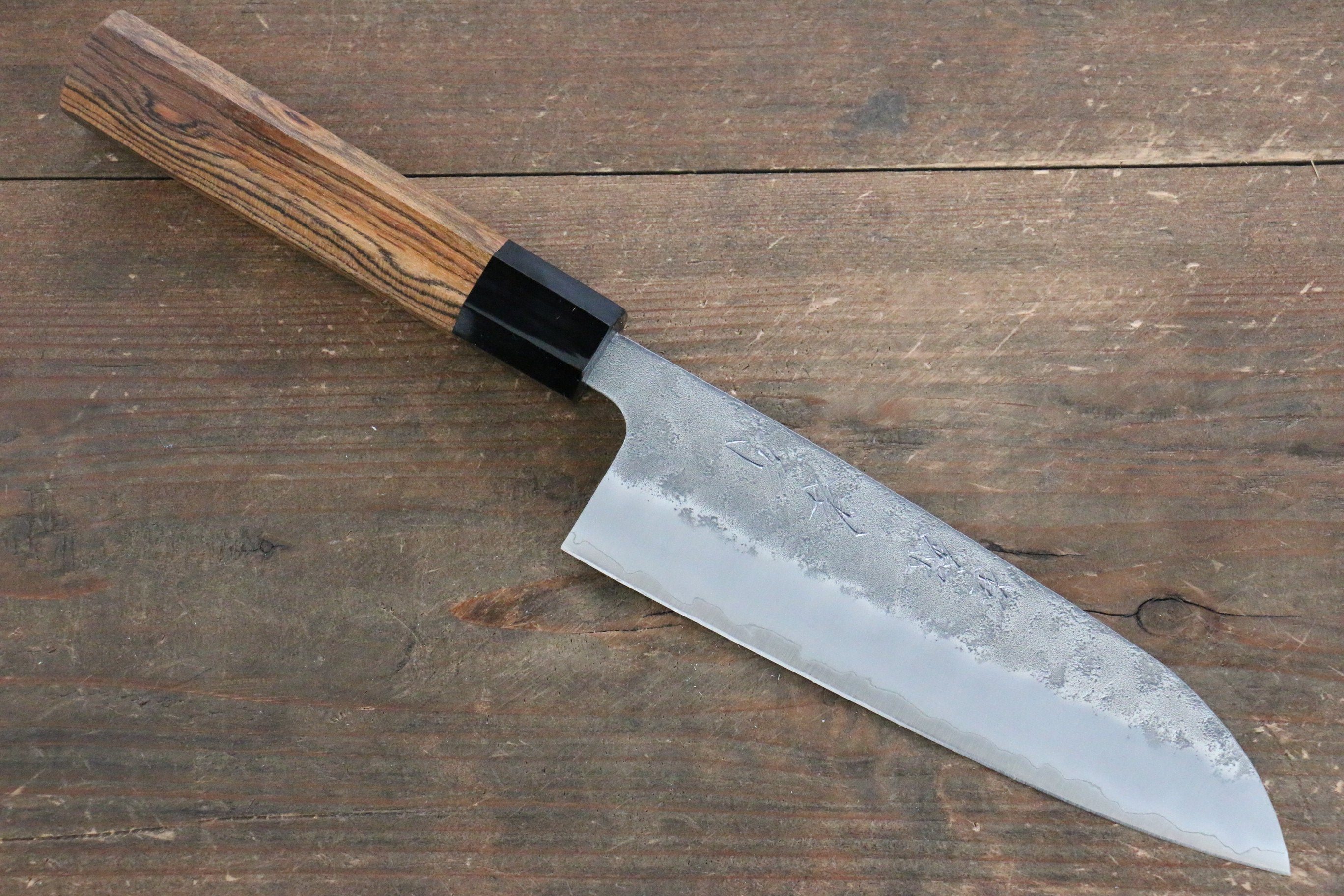 Sakai Takayuki Silver Steel No.3 Nashiji Santoku 170mm Black Persimmon Handle - Japanny - Best Japanese Knife