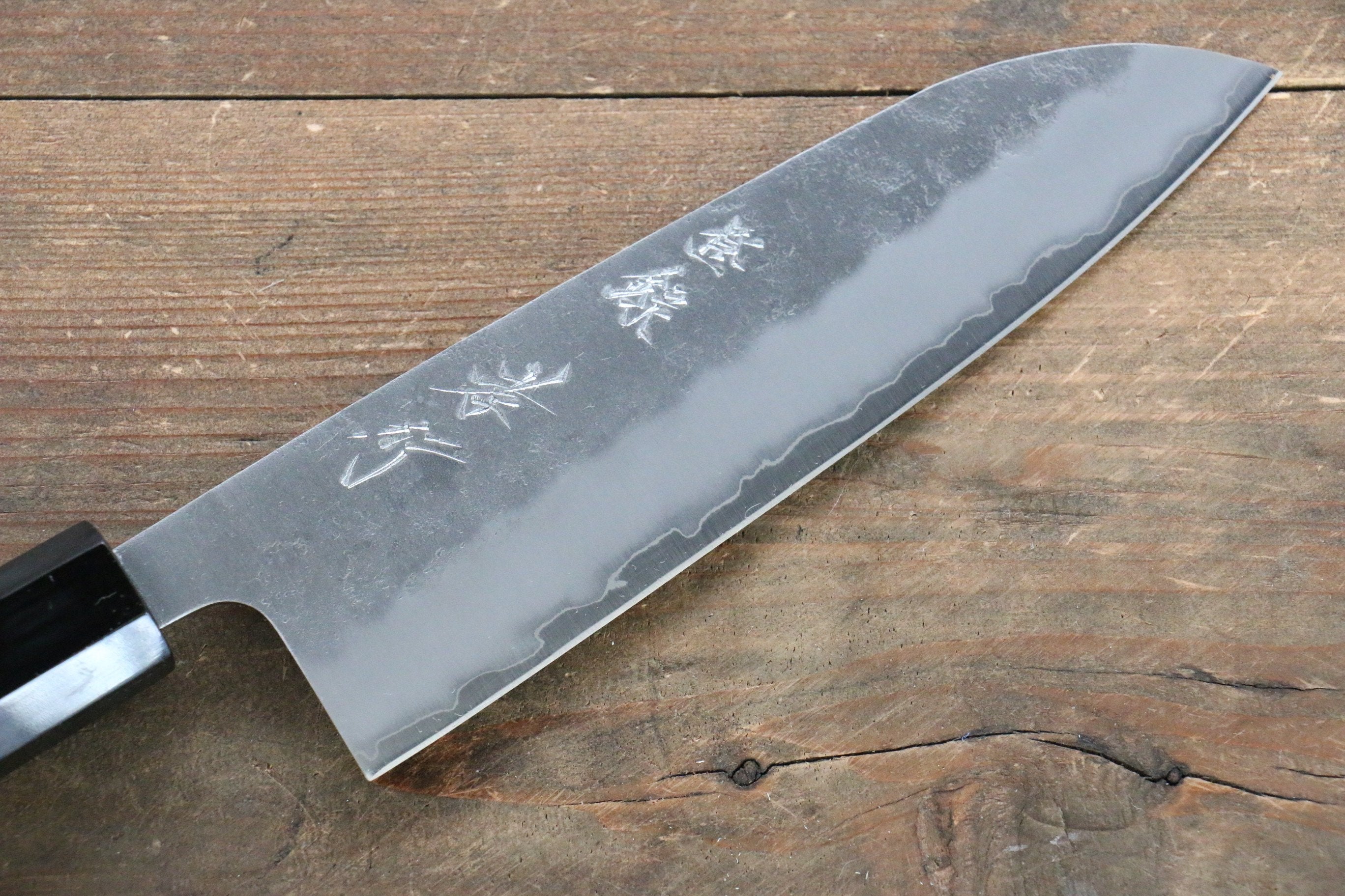 Sakai Takayuki Silver Steel No.3 Nashiji Santoku 170mm Black Persimmon Handle - Japanny - Best Japanese Knife