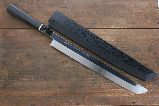 Sakai Takayuki Honyaki Blue Steel No.1 Mirrored Finish Sakimaru Takohiki 300mm Ebony with Ring Handle with Sheath - Japanny - Best Japanese Knife