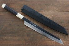  Sakai Takayuki Hien Silver Steel No.3 Mirrored Finish Kiritsuke Yanagiba 270mm Ebony with Double Ring Handle with Sheath - Japanny - Best Japanese Knife