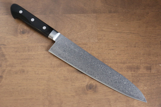 Seisuke Kagami AUS10 Mirrored Finish Damascus Gyuto 210mm Black Pakka wood Handle - Japanny - Best Japanese Knife