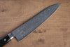 Seisuke Kagami AUS10 Mirrored Finish Damascus Gyuto 210mm Black Pakka wood Handle - Japanny - Best Japanese Knife