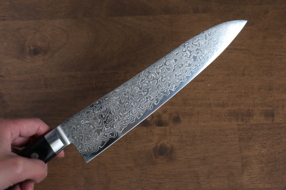 Seisuke Kagami AUS10 Mirrored Finish Damascus Gyuto 210mm Black Pakka wood Handle - Japanny - Best Japanese Knife