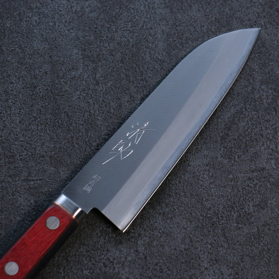 Seisuke Blue Super Migaki Finished Santoku 170mm Red and Black Pakka wood Handle - Japanny - Best Japanese Knife