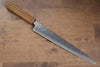 Seisuke Tsukikage AUS10 Migaki Finished Hammered Damascus Sujihiki 240mm Oak Handle - Japanny - Best Japanese Knife