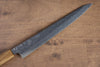 Seisuke Tsukikage AUS10 Migaki Finished Hammered Damascus Sujihiki 240mm Oak Handle - Japanny - Best Japanese Knife