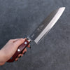 Seisuke Blue Super Migaki Finished Santoku 170mm Red and Black Pakka wood Handle - Japanny - Best Japanese Knife