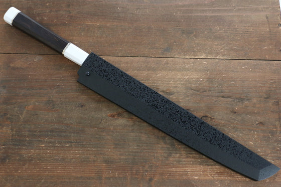 Sakai Takayuki Genbu Honyaki White Steel No.2 Sakimaru Yanagiba 300mm Ebony with Double Ring Handle with Sheath - Japanny - Best Japanese Knife