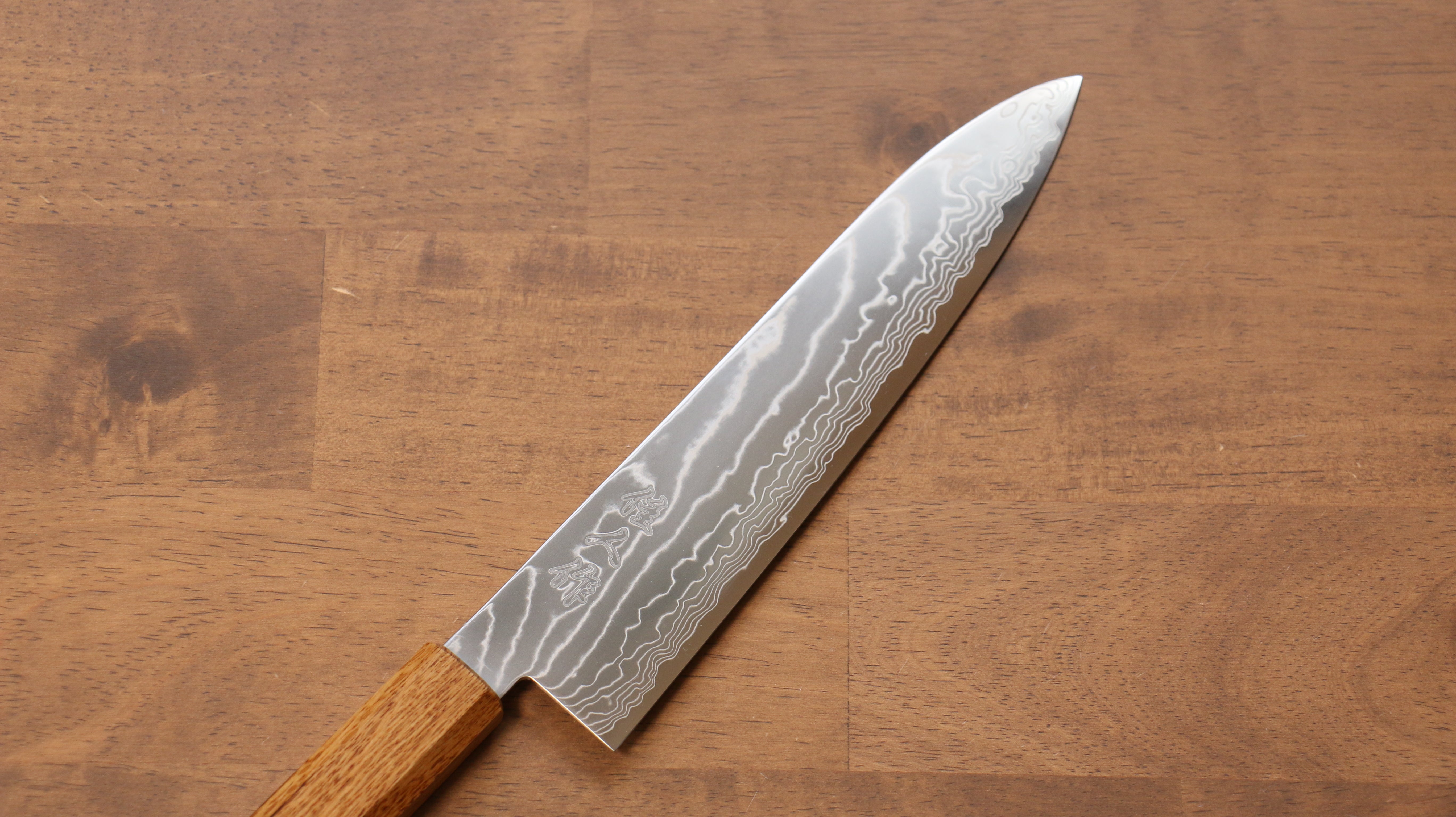 Kajin Cobalt Special Steel Damascus Gyuto 210mm Burnt Oak (Mehakkaku) Handle - Japanny - Best Japanese Knife