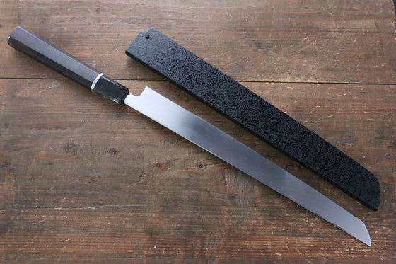 Sakai Takayuki Honyaki Blue Steel No.2 Mirrored Finish Sakimaru Takohiki 300mm Ebony with Ring Handle with Sheath - Japanny - Best Japanese Knife