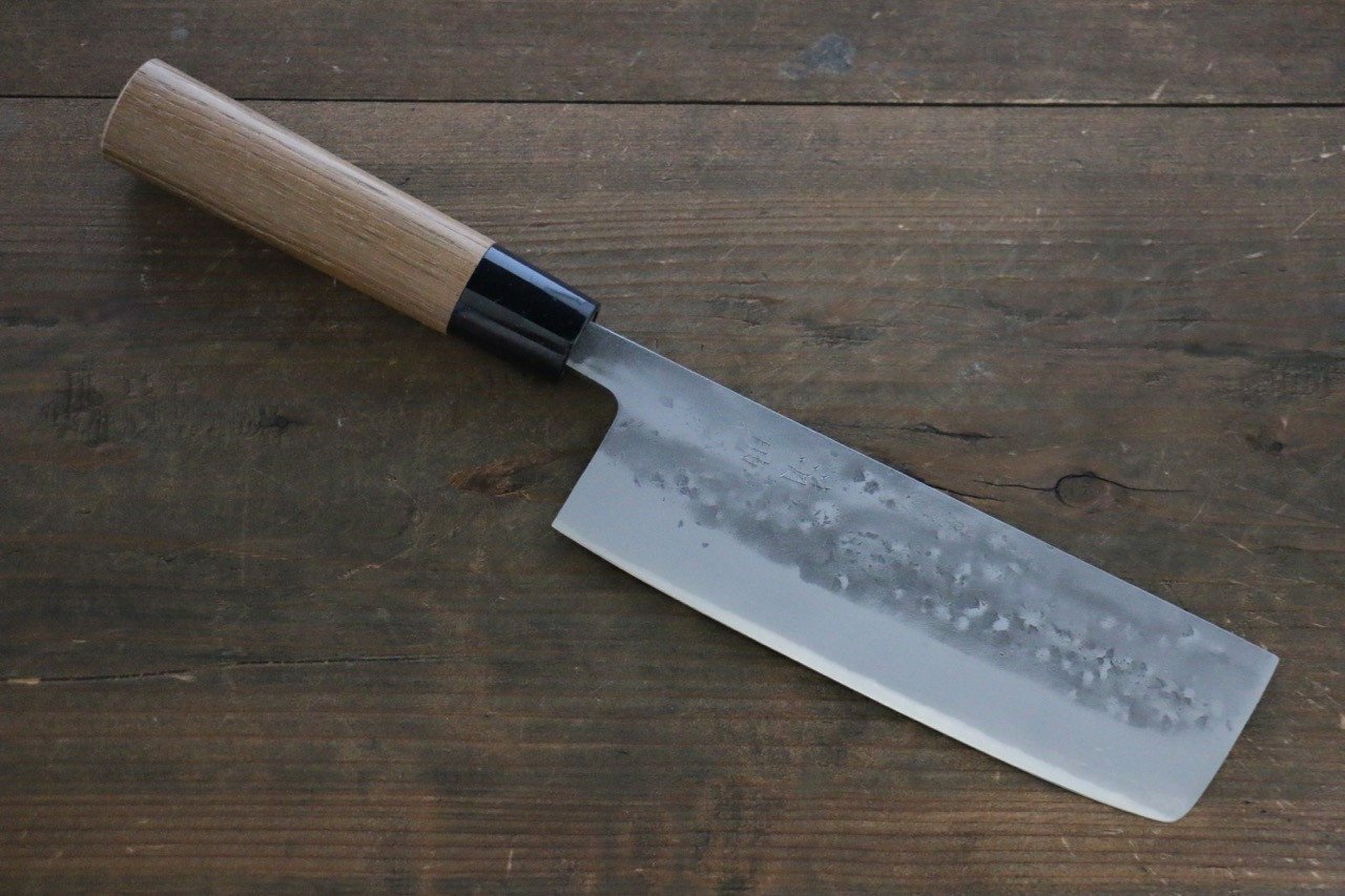 Seisuke Blue Steel No.2 Nashiji Nakiri 165mm Chestnut Handle - Japanny - Best Japanese Knife