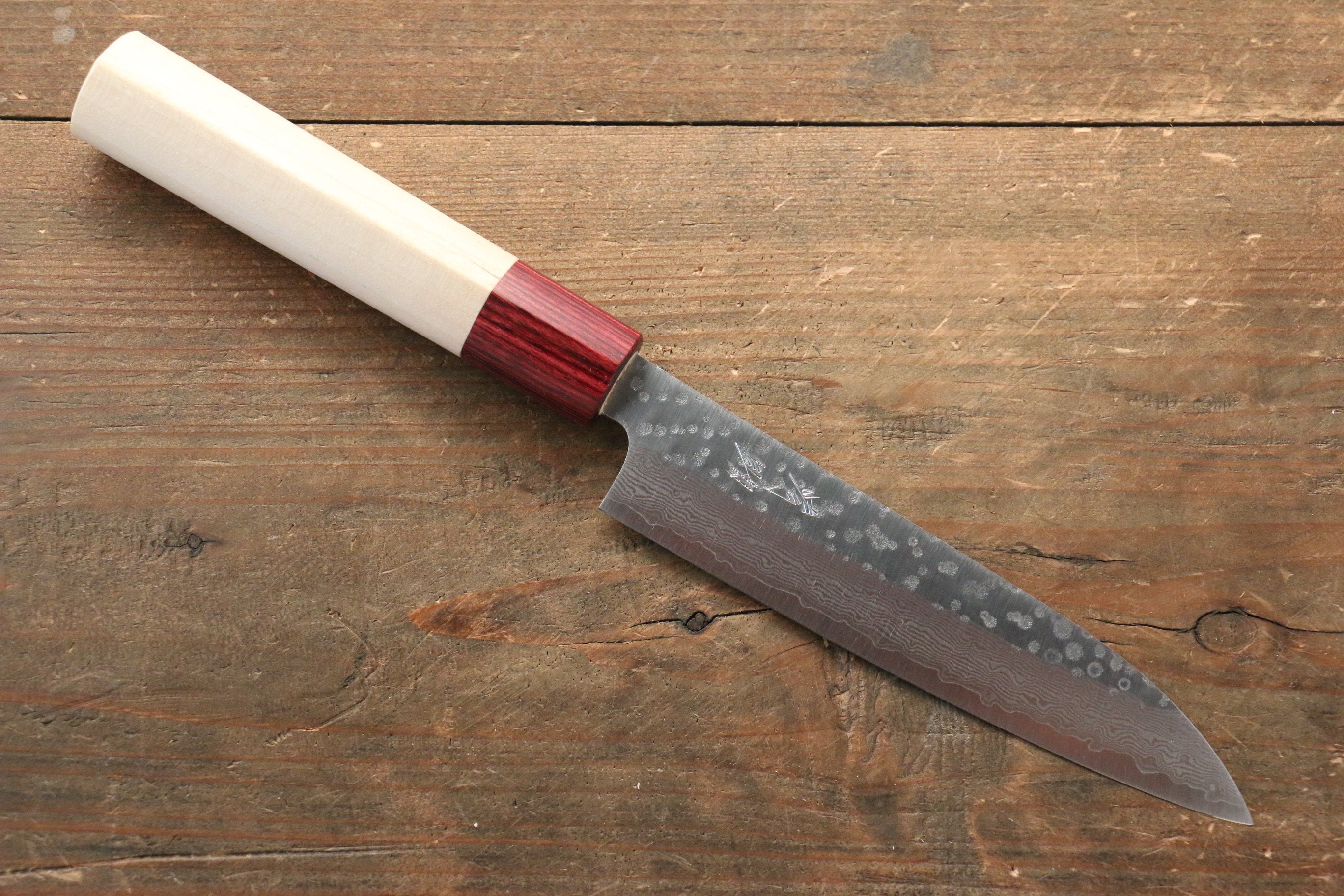 Seisuke VG10 16 Layer Hammered Damascus Petty-Utility 135mm with Magnolia Handle - Japanny - Best Japanese Knife