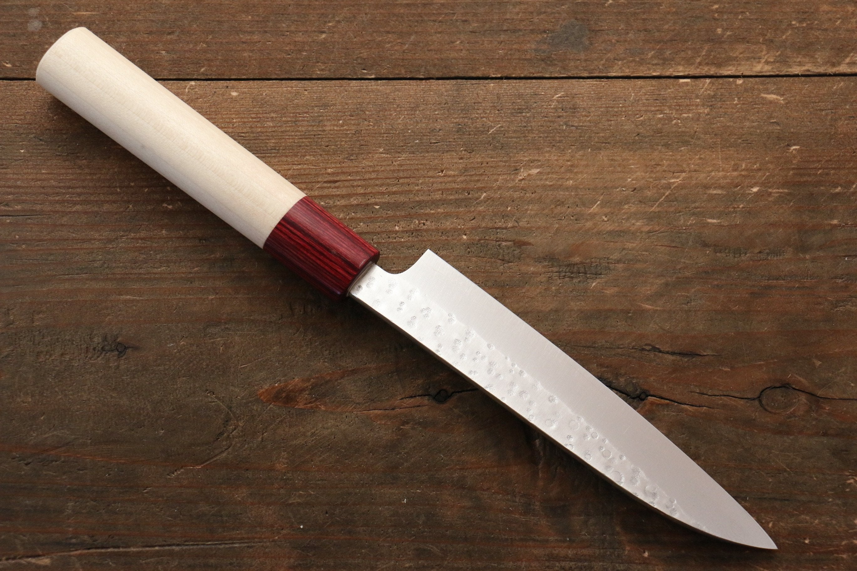 Seisuke VG10 16 Layer Hammered Damascus Petty-Utility 135mm with Magnolia Handle - Japanny - Best Japanese Knife