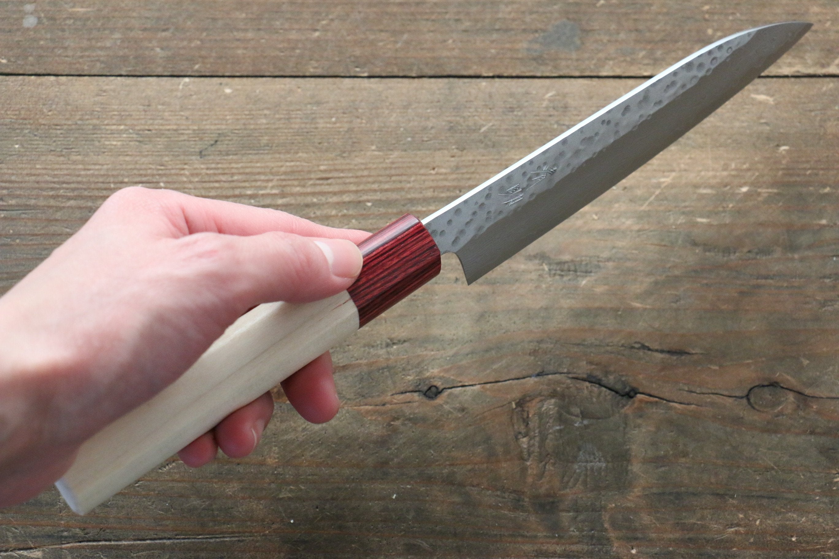 Seisuke VG10 16 Layer Hammered Damascus Petty-Utility 135mm with Magnolia Handle - Japanny - Best Japanese Knife