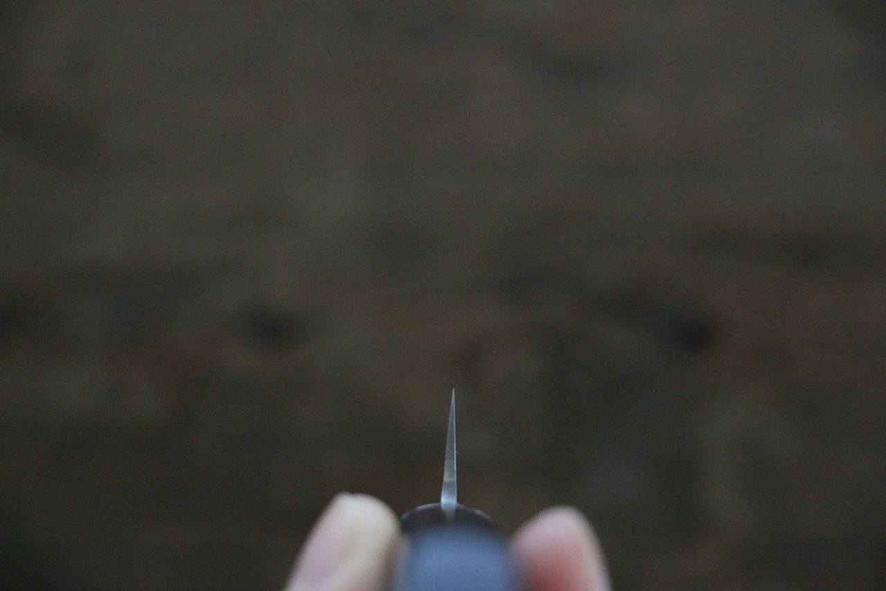 Seisuke VG1 Hammered Migaki Finished Petty-Utility 135mm Black Pakka wood Handle - Japanny - Best Japanese Knife