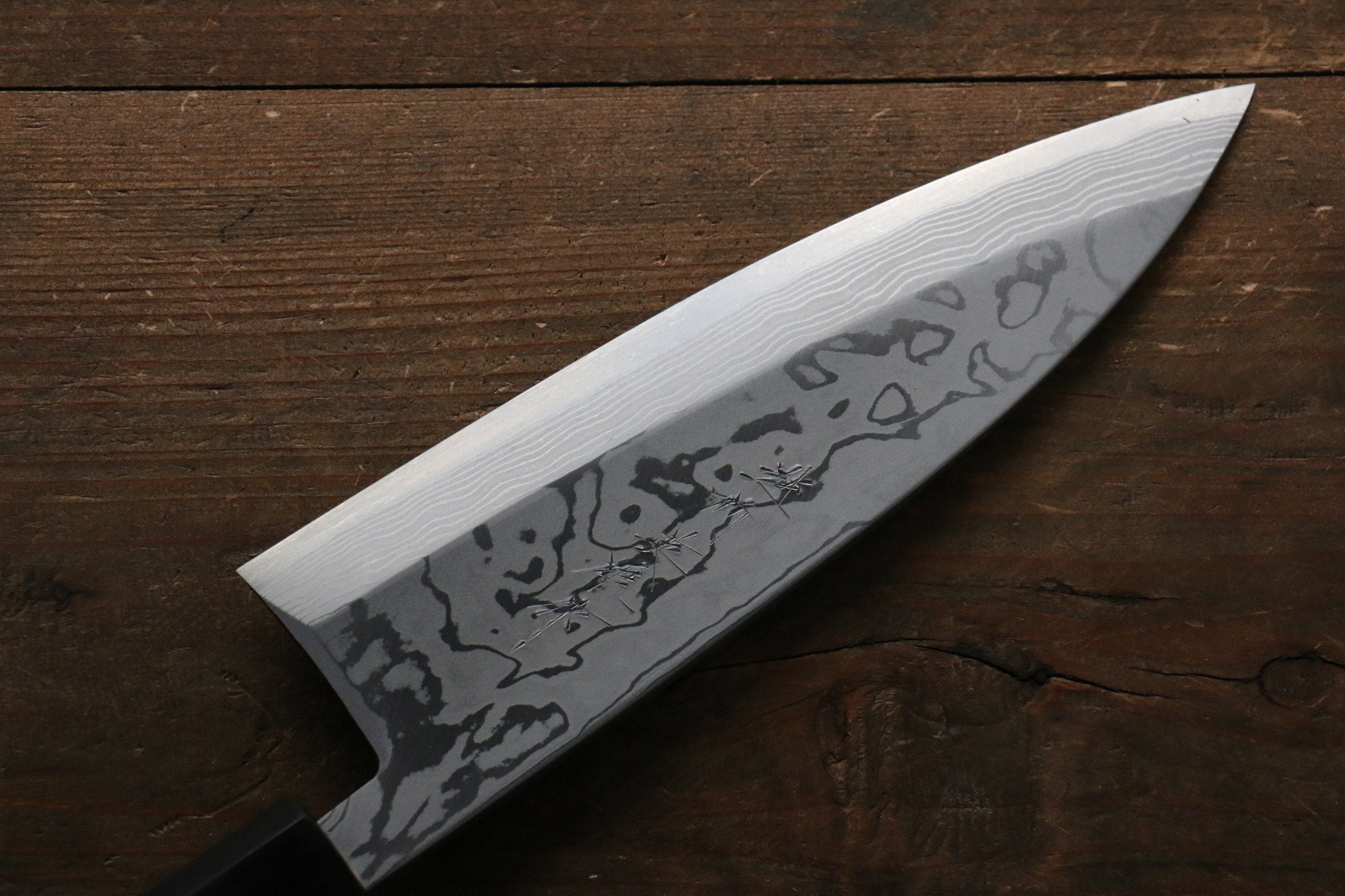 Hideo Kitaoka [Left Handed] Blue Steel No.2 Damascus Deba 180mm Shitan Handle - Japanny - Best Japanese Knife