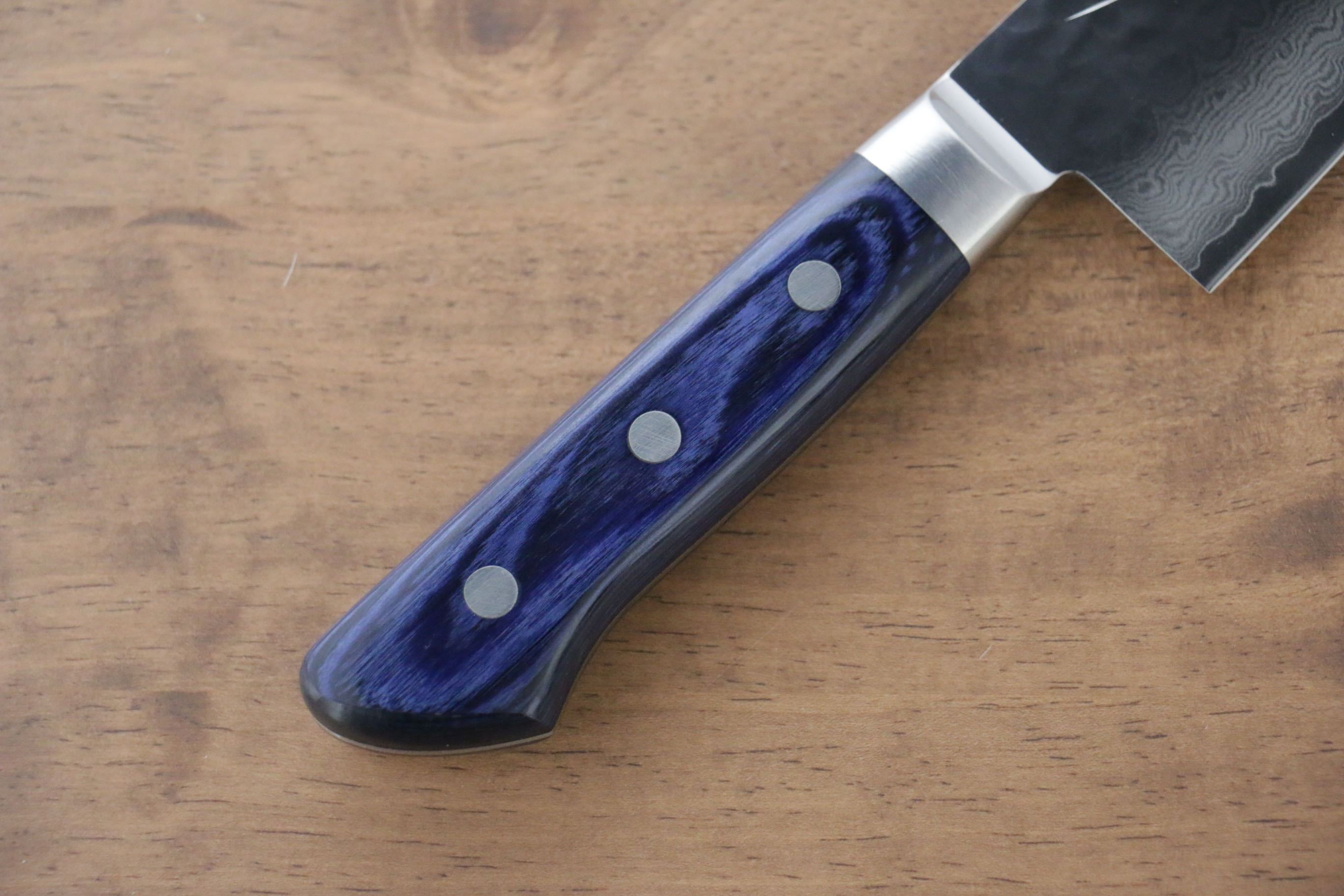 Seisuke Seiun VG10 33 Layer Damascus Santoku 180mm Blue Pakka wood Handle - Japanny - Best Japanese Knife
