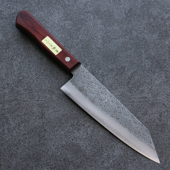 Seisuke Blue Super Hammered Bunka 165mm Red Pakka wood Handle - Japanny - Best Japanese Knife