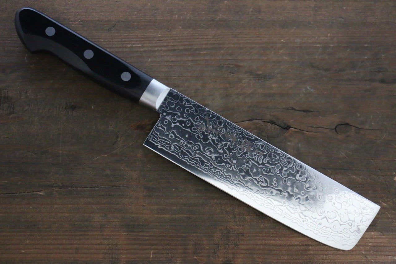 Sakai Takayuki AUS10 45 Layer Mirrored Finish Damascus Nakiri 160mm - Japanny - Best Japanese Knife