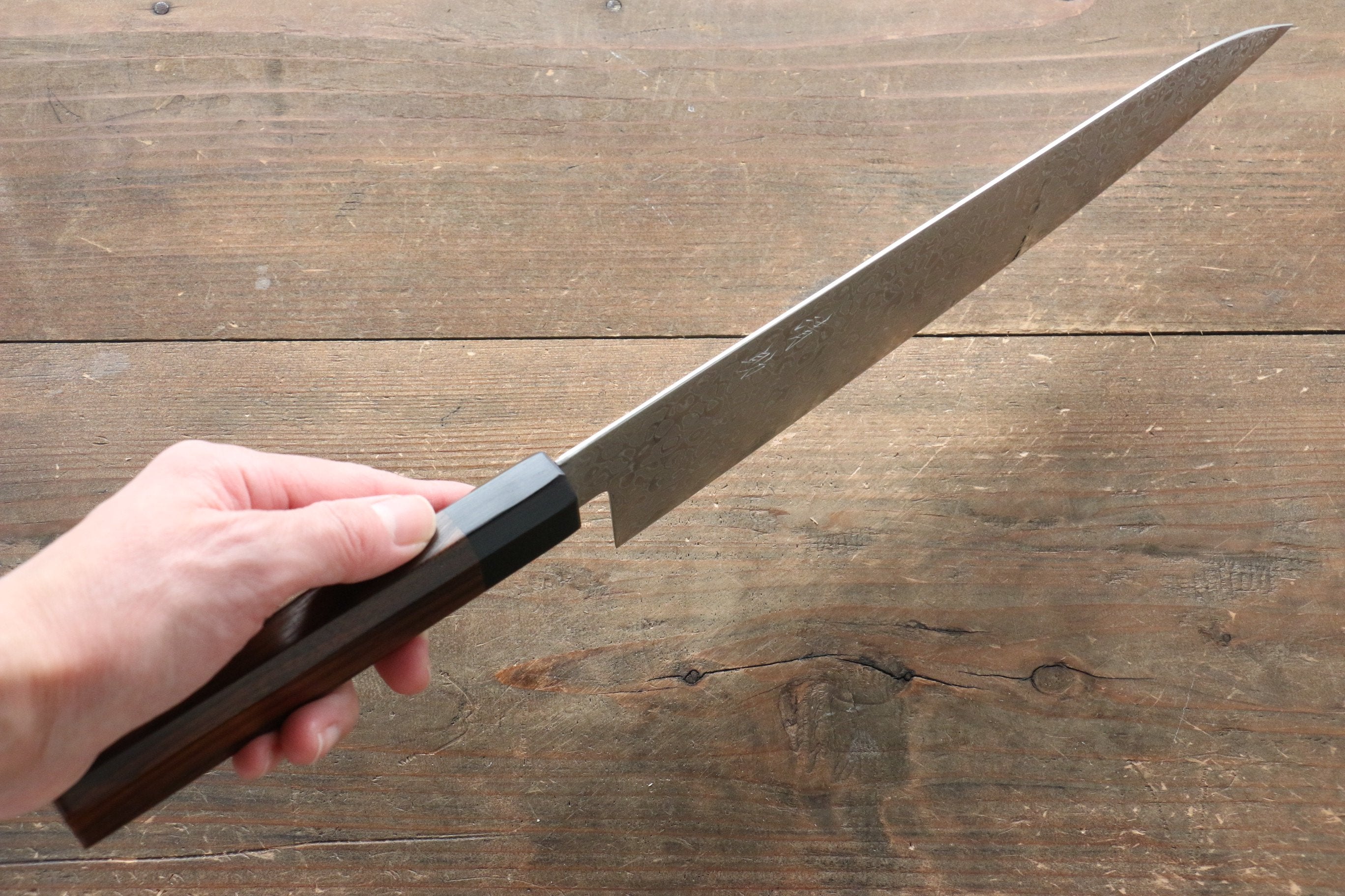 Seisuke AUS10 Damascus Gyuto 240mm Shitan Handle - Japanny - Best Japanese Knife