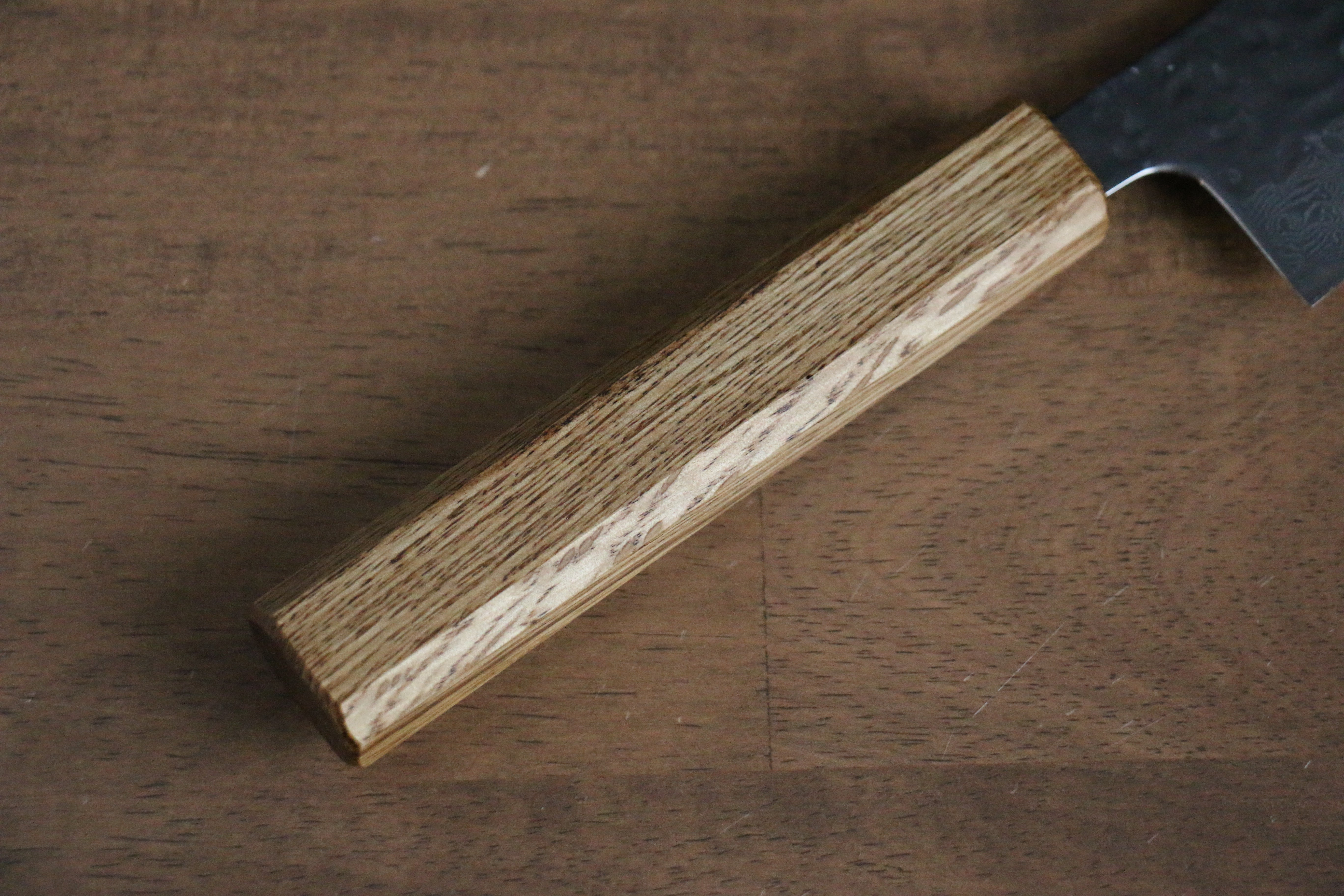 Seisuke Tsukikage AUS10 Migaki Finished Hammered Damascus Gyuto 180mm Oak Handle - Japanny - Best Japanese Knife