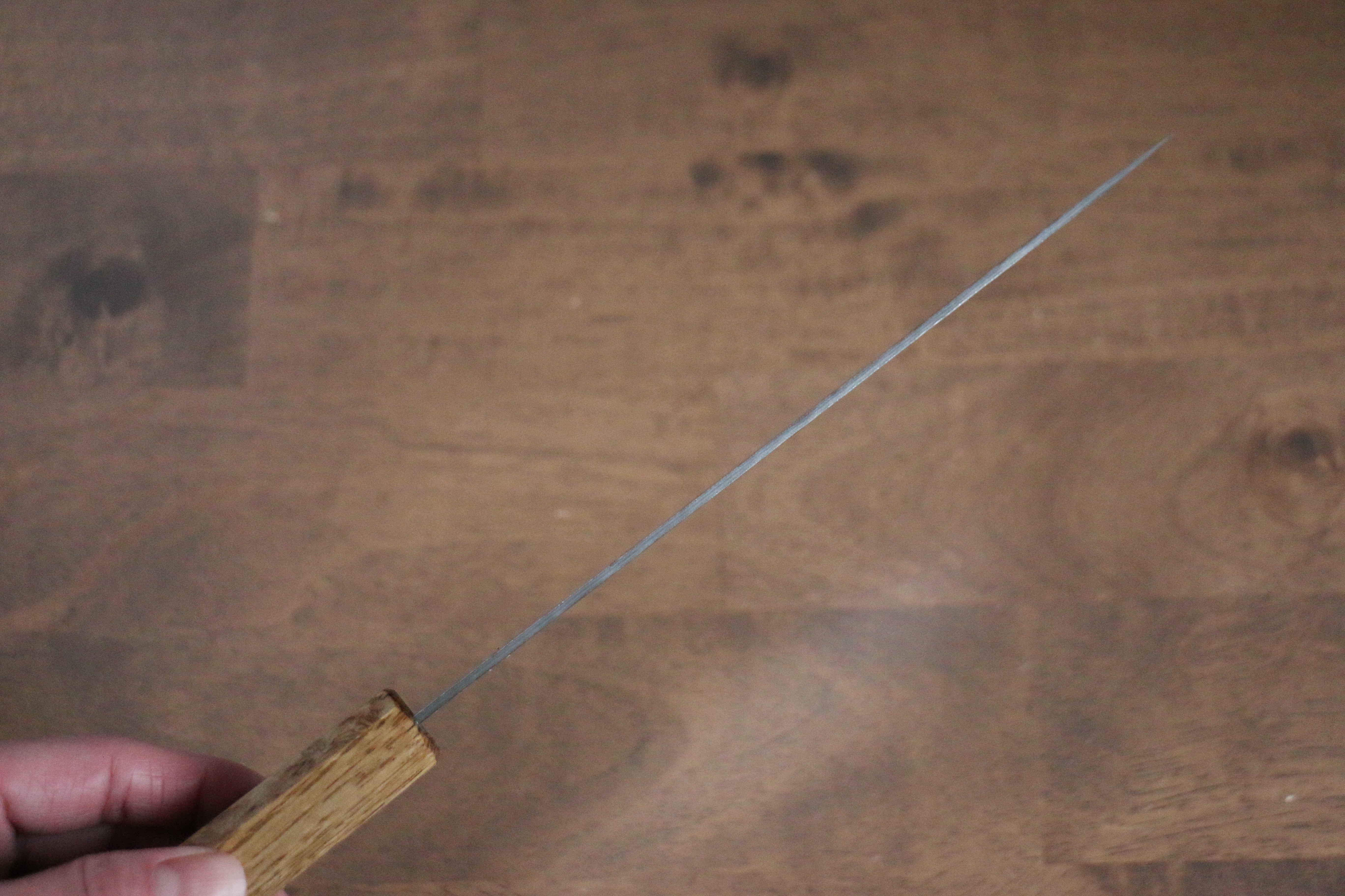 Seisuke Tsukikage AUS10 Migaki Finished Hammered Damascus Gyuto 180mm Oak Handle - Japanny - Best Japanese Knife