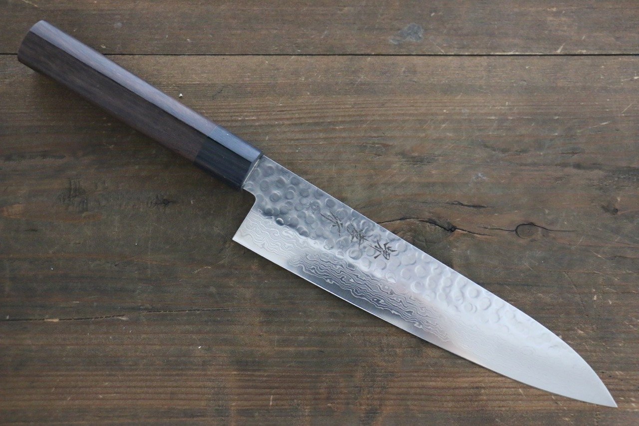 Sakai Takayuki AUS10 45 Layer Damascus Gyuto 210mm Shitan Handle - Japanny - Best Japanese Knife