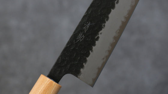 Seisuke Shitan Blue Super Hammered Kurouchi Gyuto 240mm Shitan Handle - Japanny - Best Japanese Knife