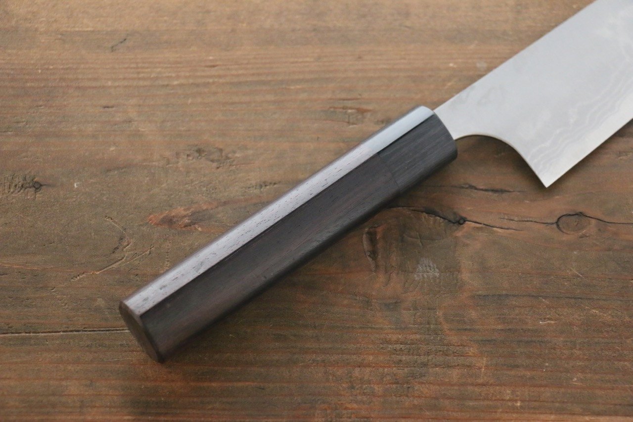 Shungo Ogata White Steel No.2 Damascus Migaki Finished Gyuto 210mm Shitan Handle - Japanny - Best Japanese Knife