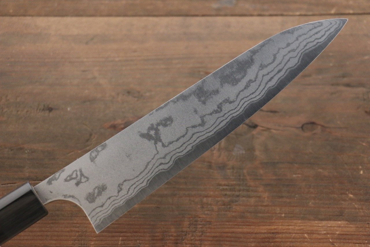 Shungo Ogata White Steel No.2 Damascus Migaki Finished Gyuto 210mm Shitan Handle - Japanny - Best Japanese Knife
