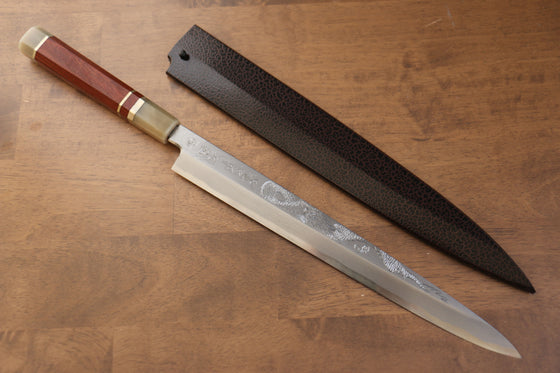 Sakai Takayuki Tenryu Uzushio Blue Steel No.2 Dragon Engraved Yanagiba 300mm Red Ebony Wood Handle with Sheath - Japanny - Best Japanese Knife