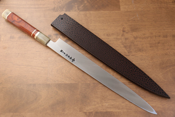 Sakai Takayuki Tenryu Uzushio Blue Steel No.2 Dragon Engraved Yanagiba 300mm Red Ebony Wood Handle with Sheath - Japanny - Best Japanese Knife