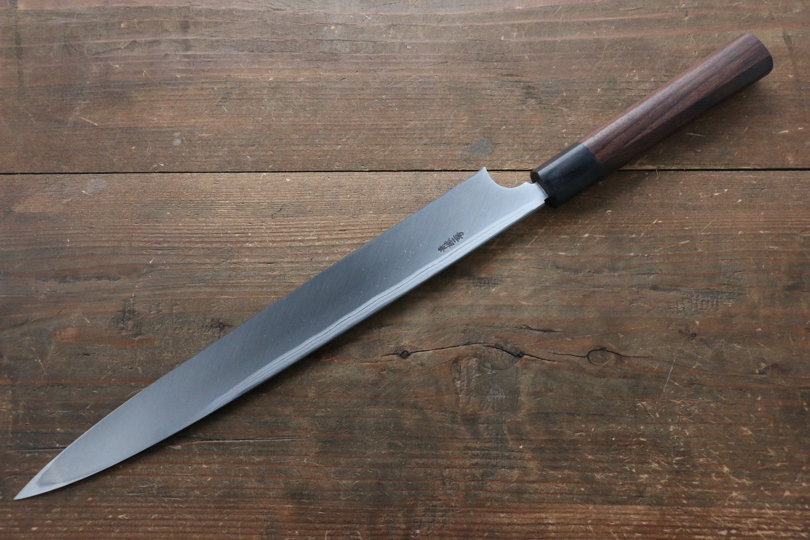 Hideo Kitaoka [Left Handed] Blue Steel No.2 Damascus Yanagiba 300mm with Shitan Handle - Japanny - Best Japanese Knife